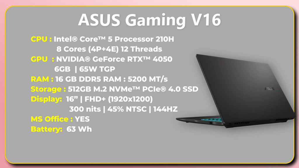 ASUS Gaming V16 – Budget Gaming Option