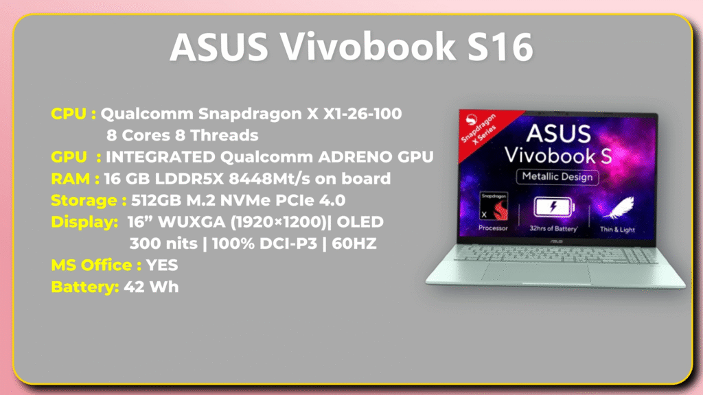 ASUS Vivobook S16 – High-End Productivity Laptop